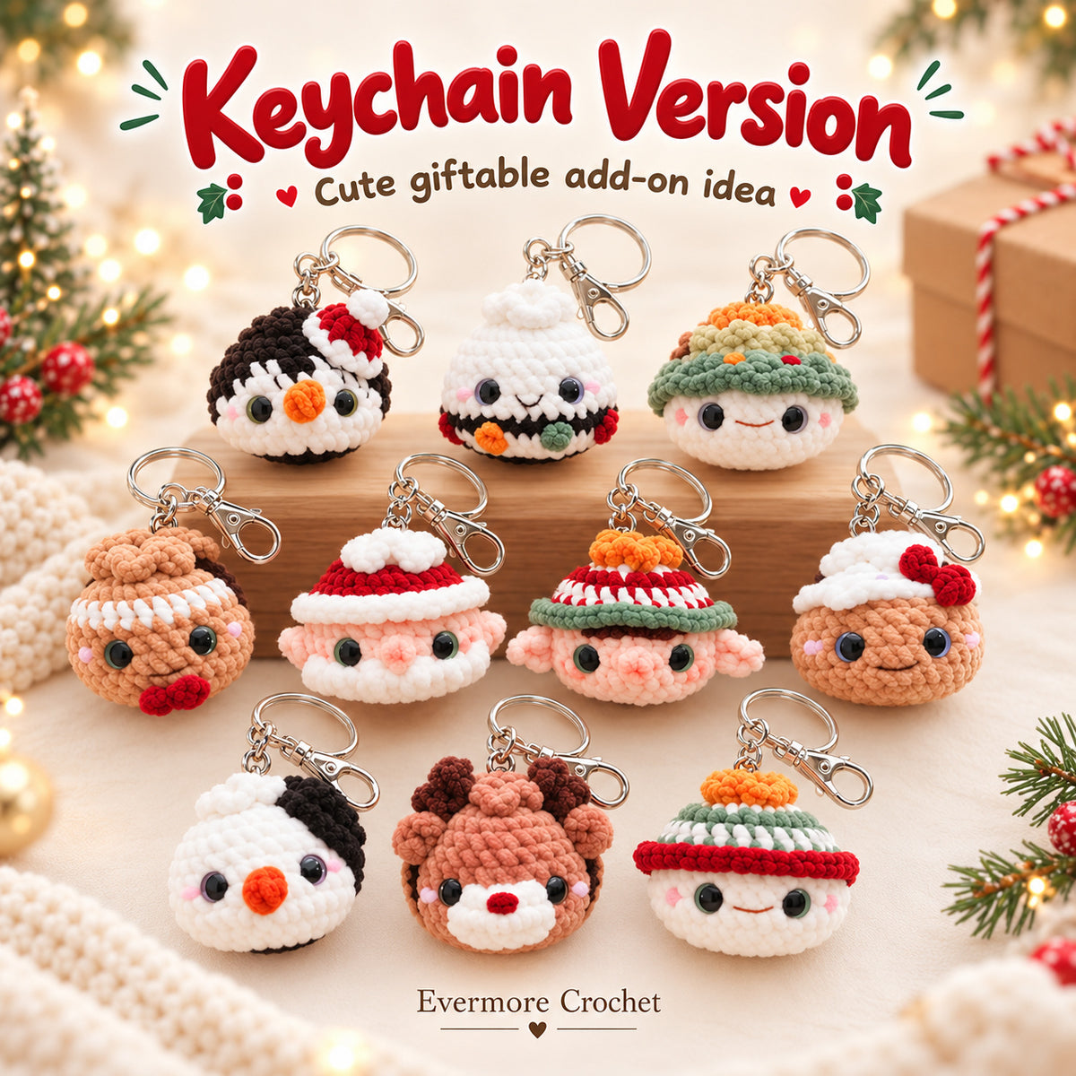 11 Christmas Dumpling Crochet Patterns Bundle PDF – No-Sew Amigurumi Keychains