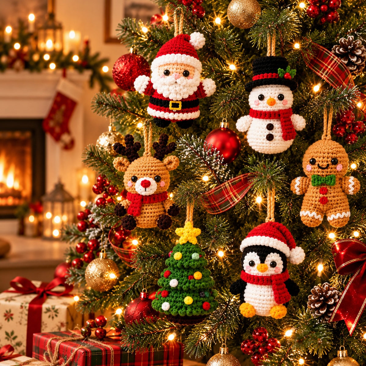 6-in-1 Christmas Ornament Crochet Pattern Bundle PDF – Santa, Snowman & More