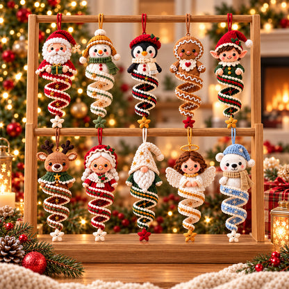 10 Christmas Spiral Ornament Crochet Patterns Bundle PDF – Santa, Snowman & More