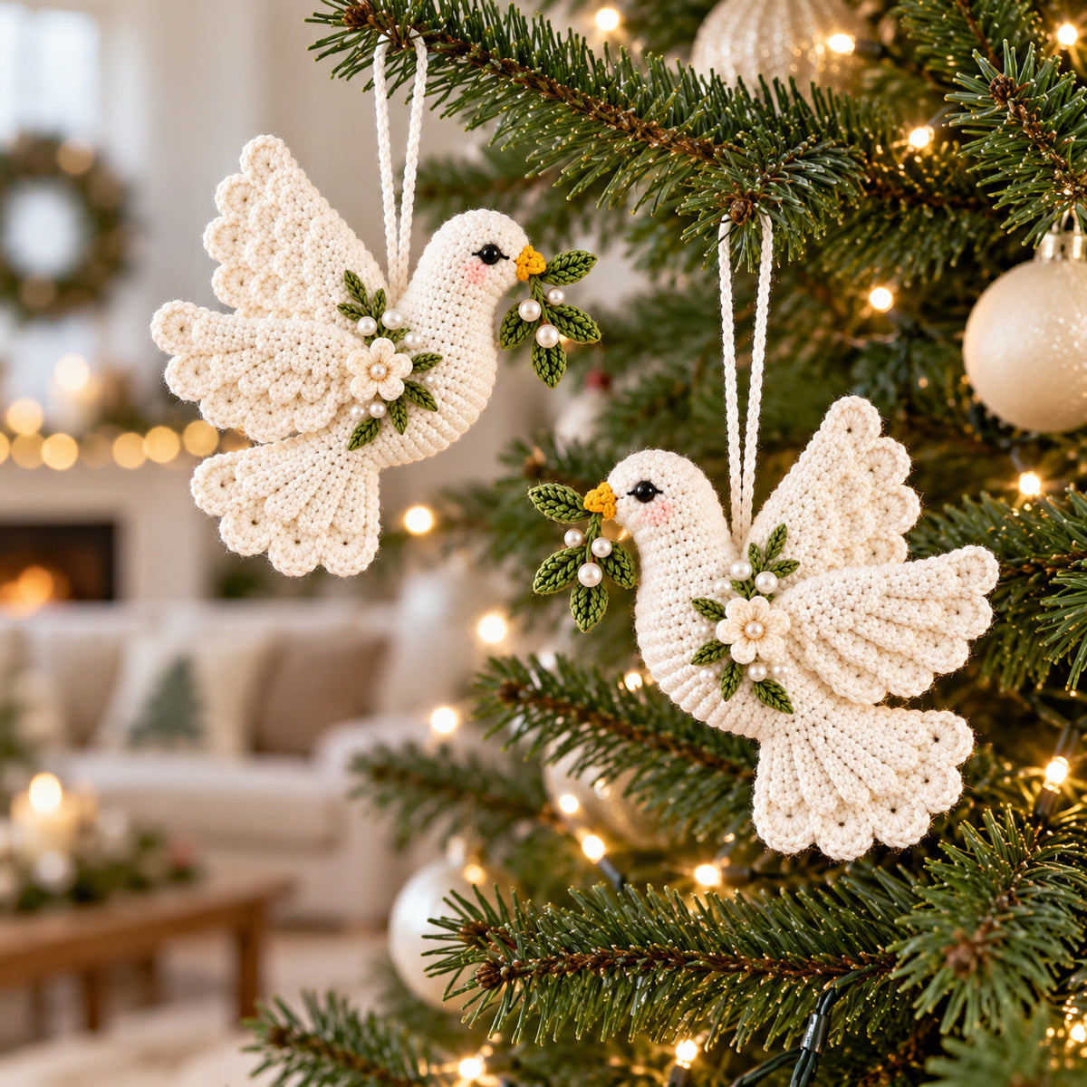 Crochet Peace Dove Ornament Pattern PDF – Christmas Wedding Memorial Decoration Instant Download