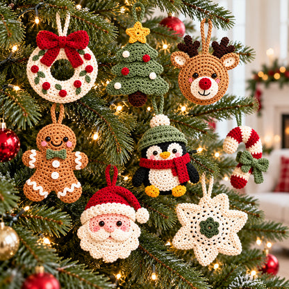 10 Christmas Crochet Ornament Patterns Bundle PDF – Holiday Tree Decorations