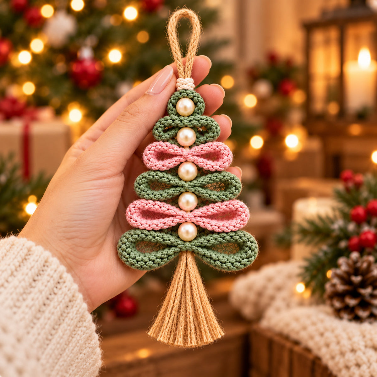 Crochet Christmas Tree Ornament Pattern PDF – Pearls & Tassel