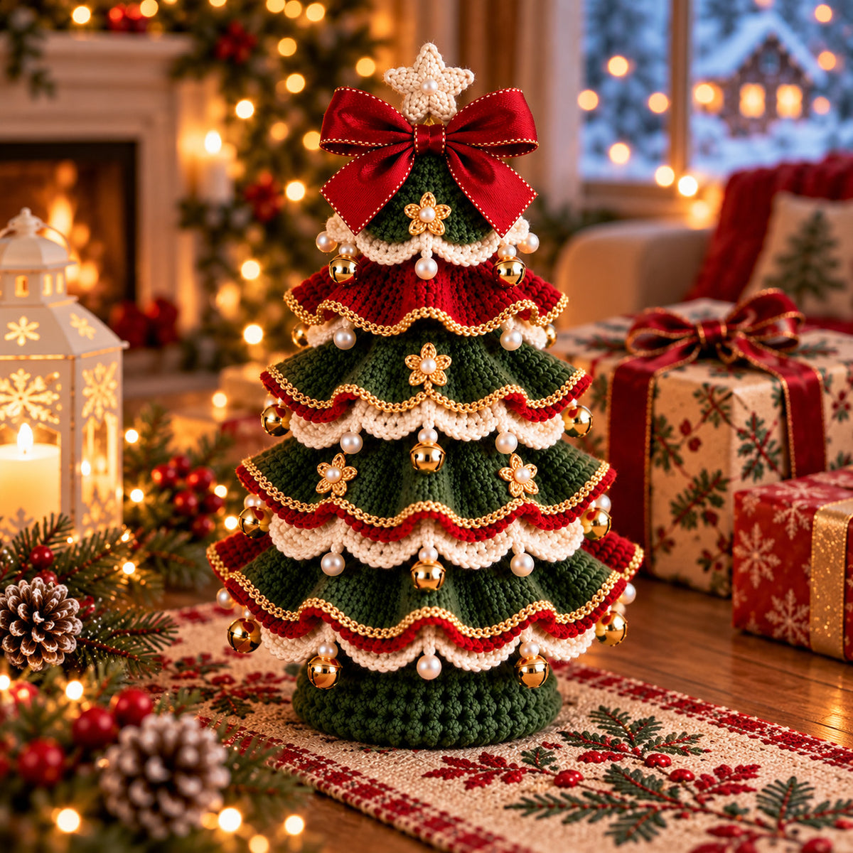 Layered Christmas Tree Crochet Pattern PDF – Tabletop Holiday Decor