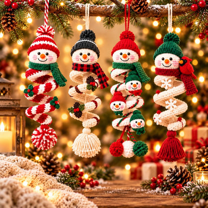 Snowman Spiral Ornament Crochet Kit – Beginner Christmas DIY Hanging Decor