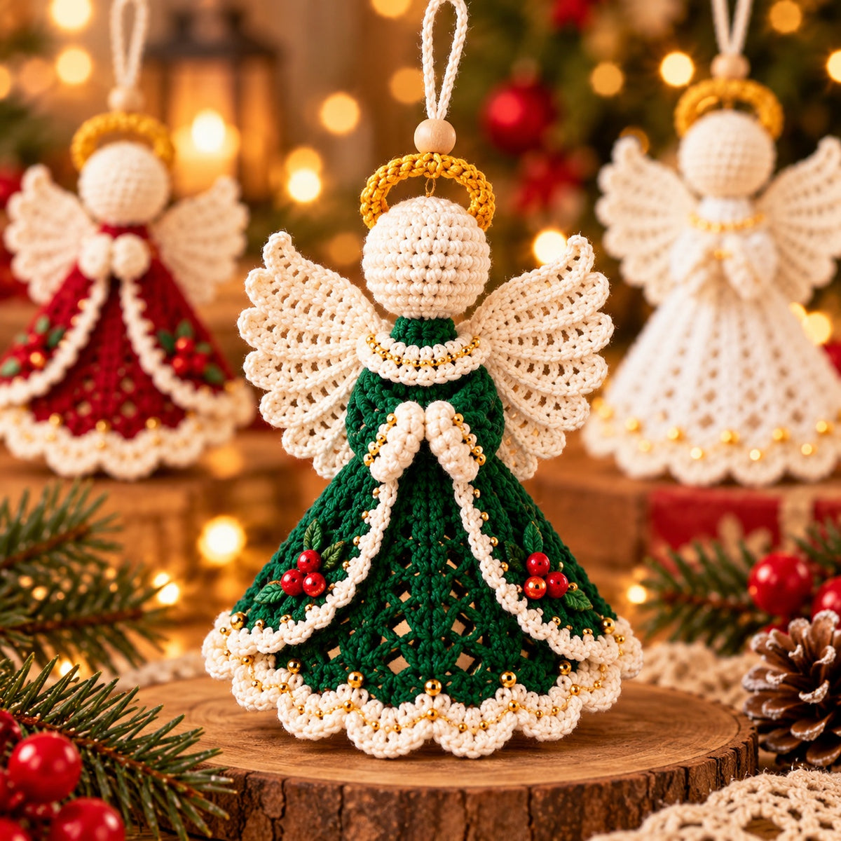 3 Christmas Angel Ornament Crochet Patterns PDF – Angel Doll Tree Decor