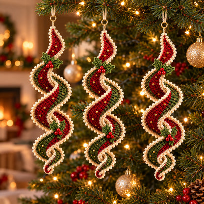 Crochet Spiral Wind Spinner Pattern PDF – Christmas Ribbon Ornament