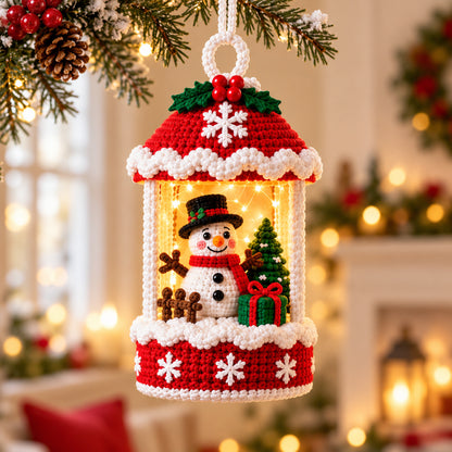 3 Christmas Lantern Crochet Patterns Bundle PDF – Snowman, Cottage & Santa
