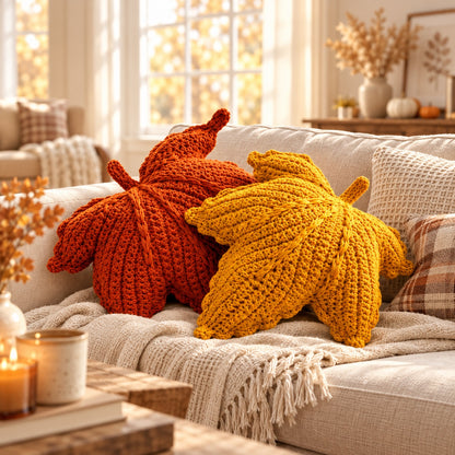 Maple Leaf Pillow Crochet Pattern PDF – Beginner Fall Home Decor
