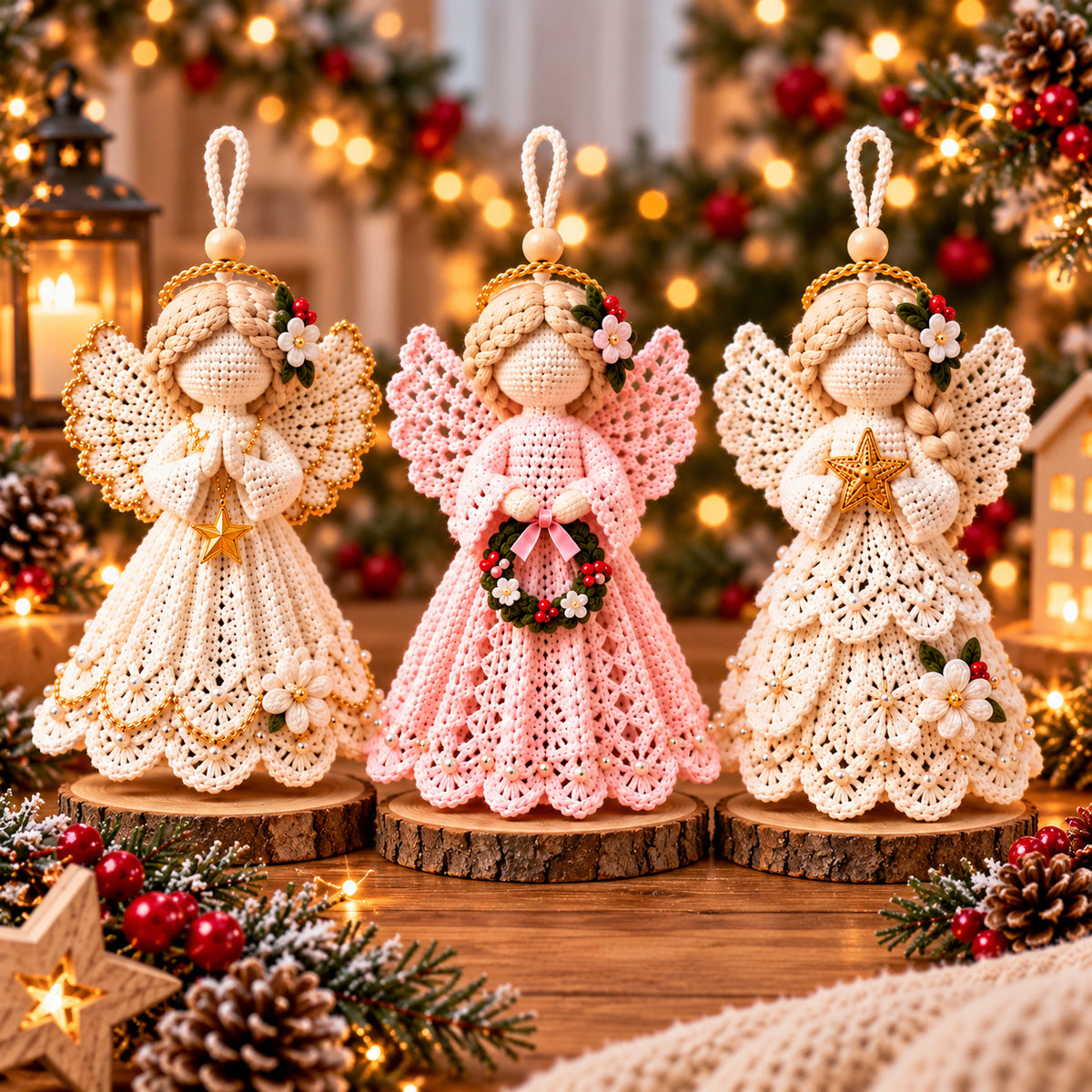 3 Christmas Angel Ornament Crochet Patterns PDF – Heirloom Lace Tree Decor