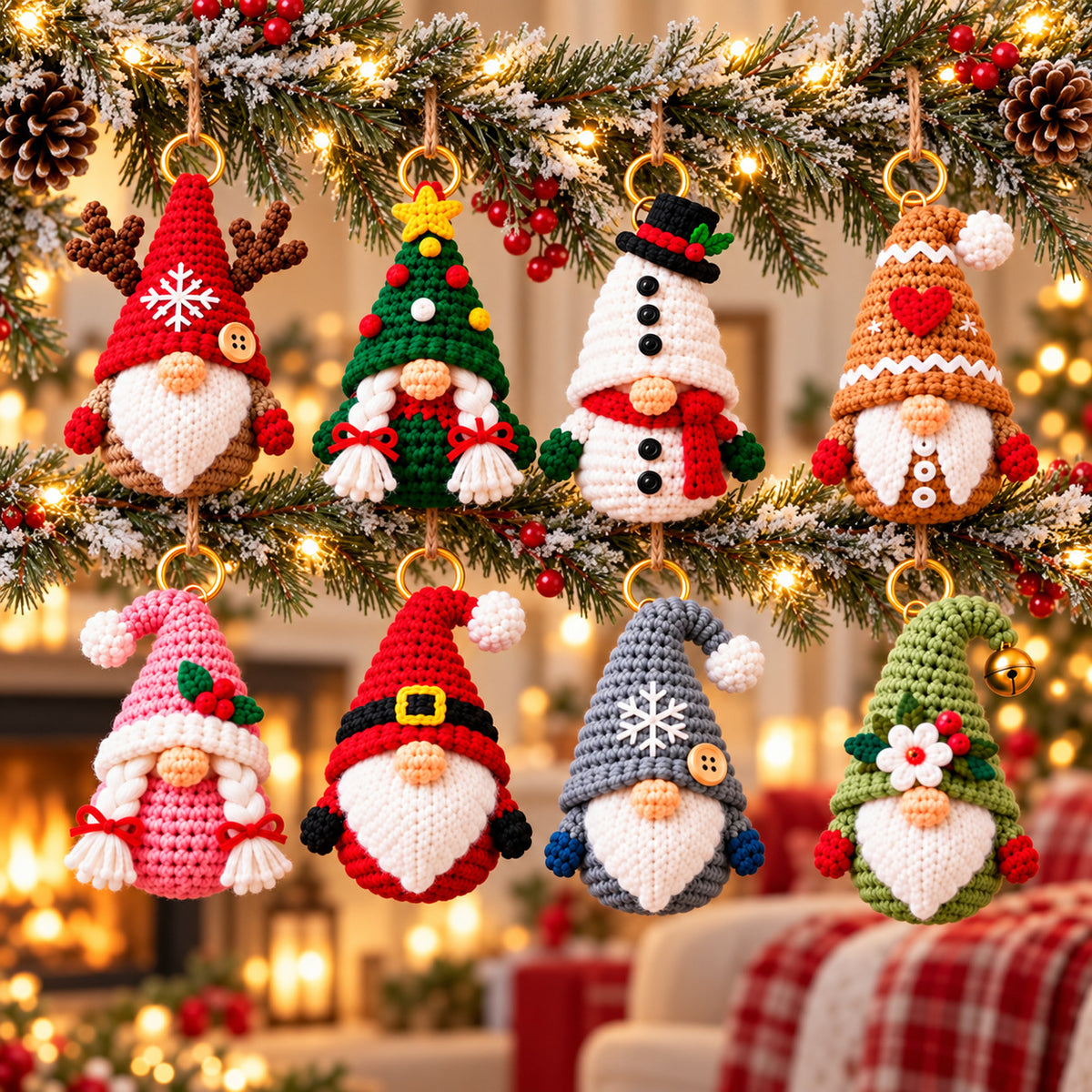8 Christmas Gnome Crochet Patterns Bundle PDF – Keychains & Ornaments