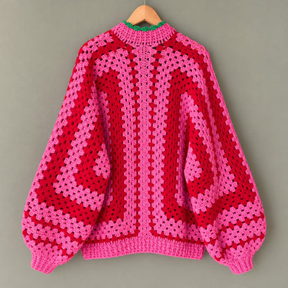 Marylebone Cardigan Crochet Pattern PDF – Balloon Sleeve Jacket S–3XL