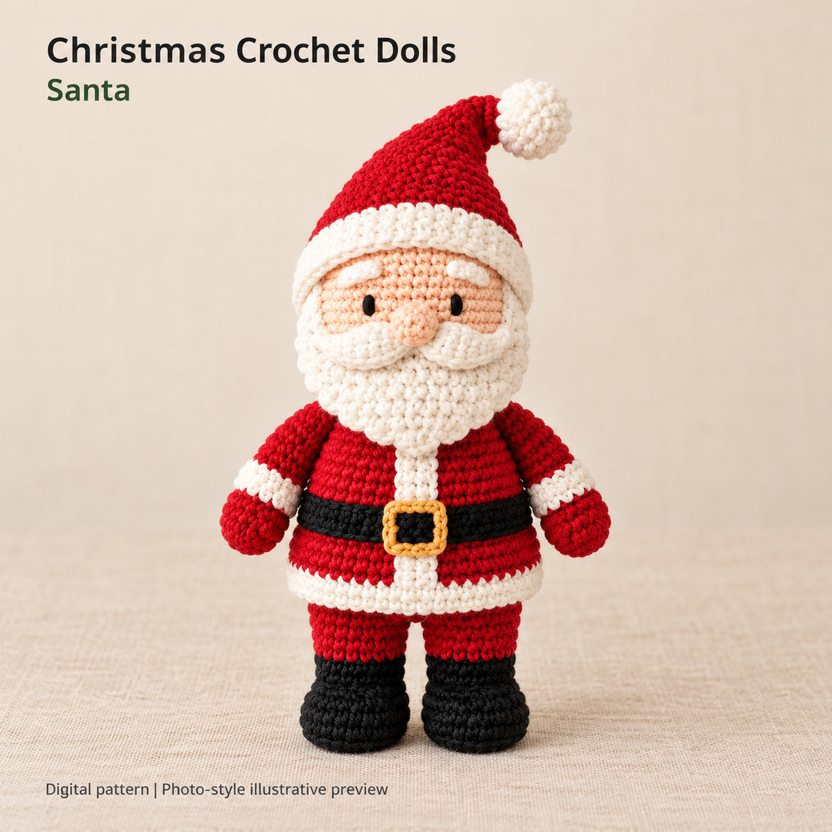 5 Christmas Crochet Doll Patterns Bundle PDF – Santa, Mrs Claus, Elf, Snowman & Reindeer
