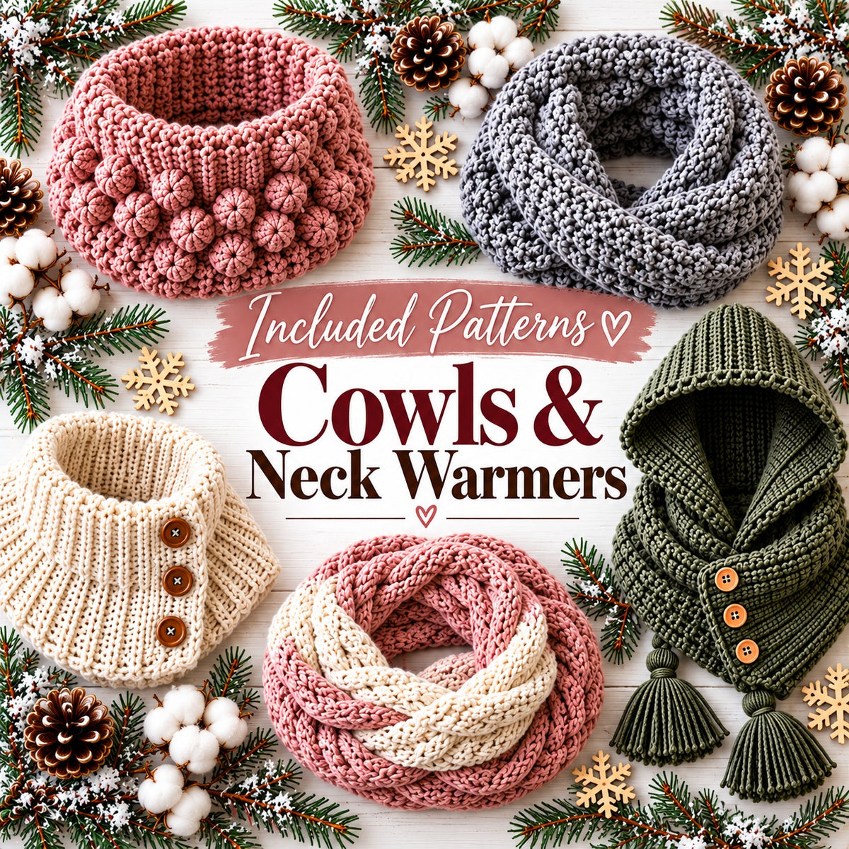 50 Winter Accessories Crochet Patterns Bundle PDF – Scarves, Mittens, Cowls & More