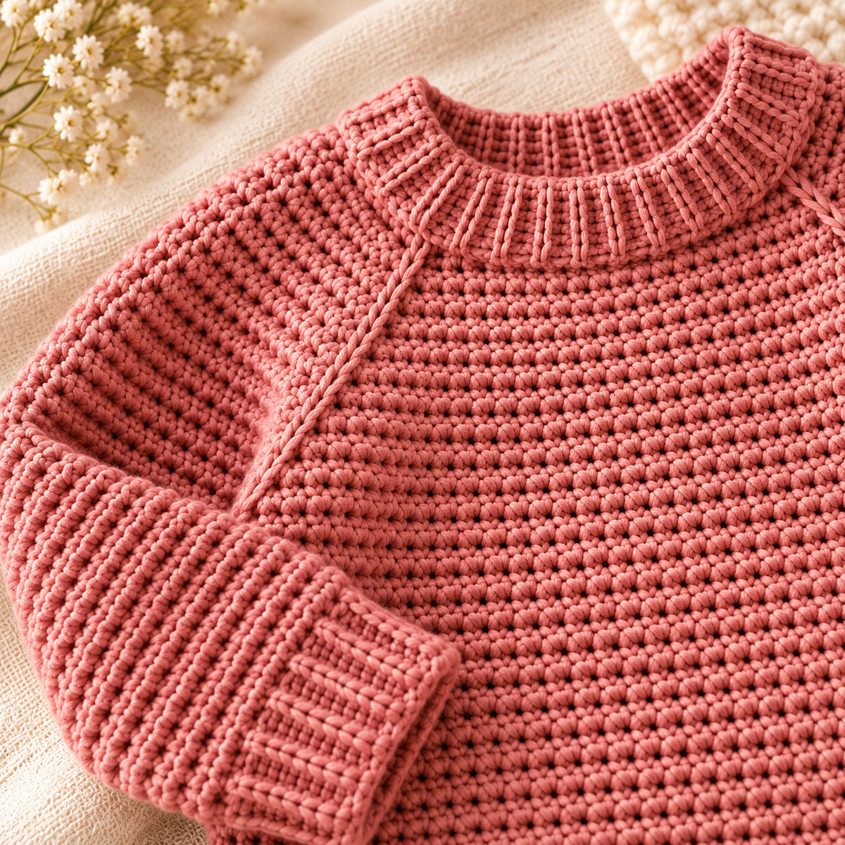 Kids Seamless Raglan Sweater Crochet Pattern PDF – Sizes 1–10 Years