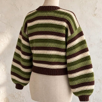 Striped Crochet Sweater Pattern PDF – Custom Size Jumper + Video Tutorial