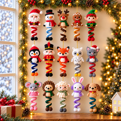 15 Christmas Spiral Ornament Crochet Patterns Bundle PDF – Santa, Snowman & More