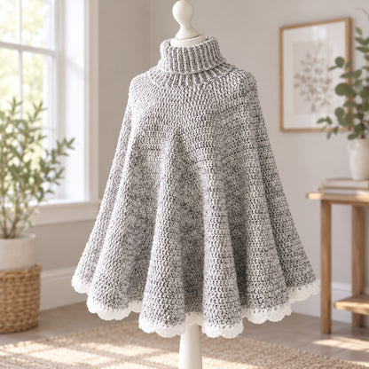 Roll Neck Poncho Crochet Pattern PDF – Beginner Top-Down No-Sew Design