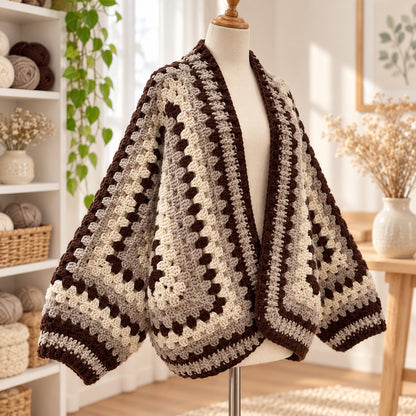 Hexagon Cardigan Crochet Pattern PDF – Oversized Chunky Sweater S/M–L/XL