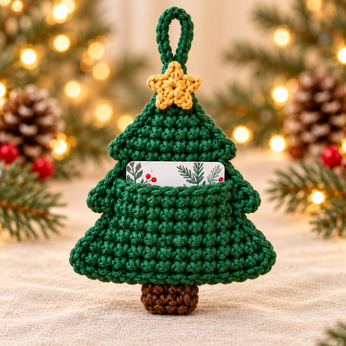 3 Christmas Gift Card Holder Crochet Patterns PDF – Heart, Mitten & Tree