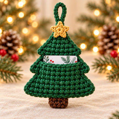 3 Christmas Gift Card Holder Crochet Patterns PDF – Heart, Mitten & Tree