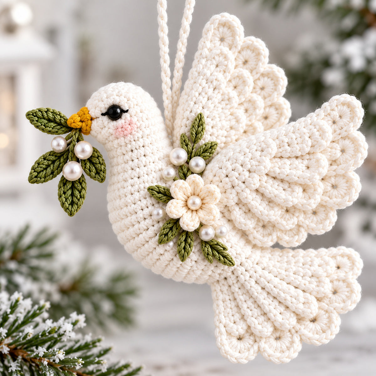 Crochet Peace Dove Ornament Pattern PDF – Christmas Wedding Memorial Decoration Instant Download