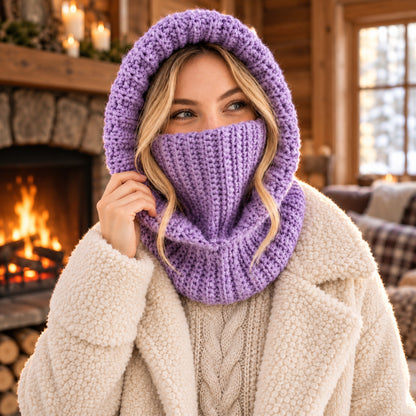 3-in-1 Crochet Balaclava Hood Pattern PDF – Ribbed Turtleneck Cowl