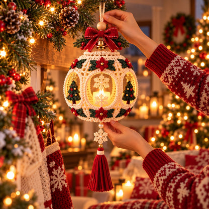 Crochet Christmas Lantern Pattern PDF – Light-Up Hanging Holiday Decor