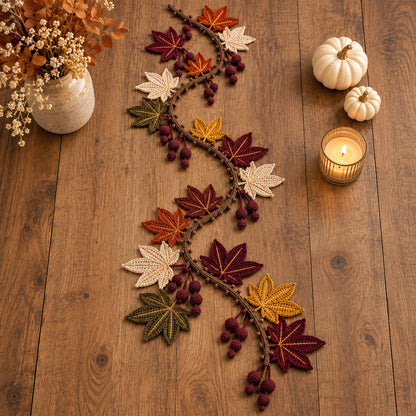 Autumn Maple Leaf Table Runner Crochet Pattern PDF – 3 Sizes