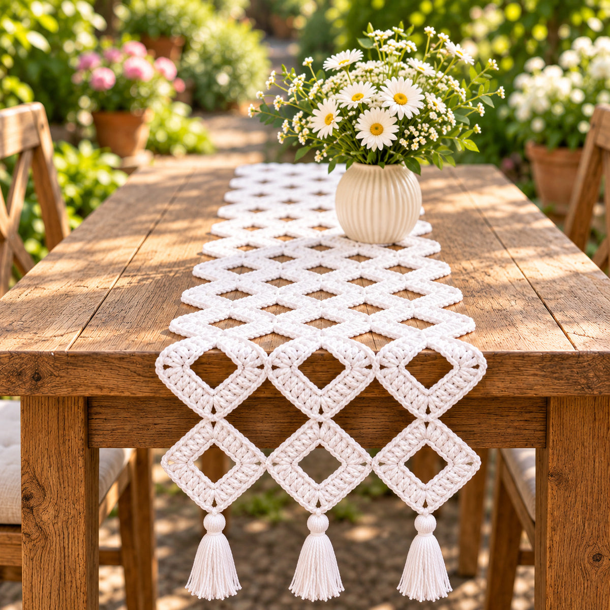 Easy Granny Square Table Runner Crochet Pattern PDF – Join-As-You-Go, Any Size