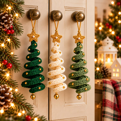 Christmas Tree Crochet Ornament Pattern PDF – Hanging Spiral Xmas Decor