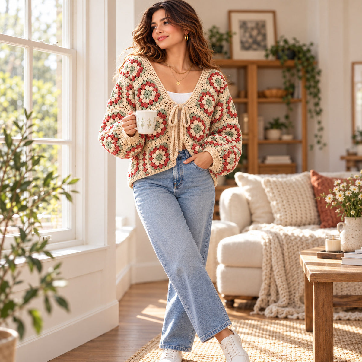 Boho Granny Square Cardigan Crochet Pattern PDF – Vintage Style
