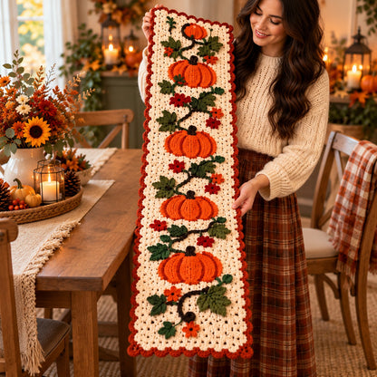 Crochet Pumpkin Table Runner Pattern PDF – Fall & Thanksgiving Decor