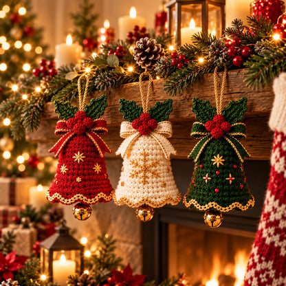 Christmas Crochet Wreath Pattern PDF – Poinsettia, Leaves & Berries