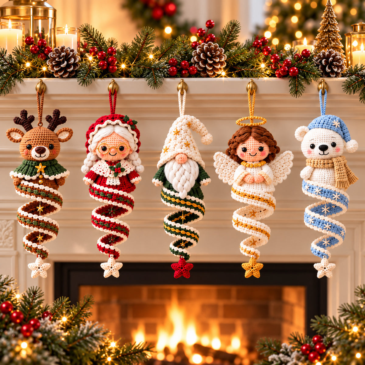 10 Christmas Spiral Ornament Crochet Patterns Bundle PDF – Santa, Snowman & More