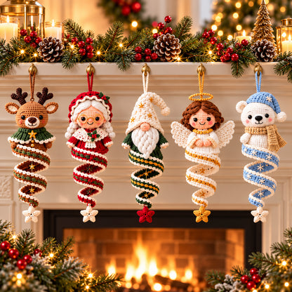 10 Christmas Spiral Ornament Crochet Patterns Bundle PDF – Santa, Snowman & More