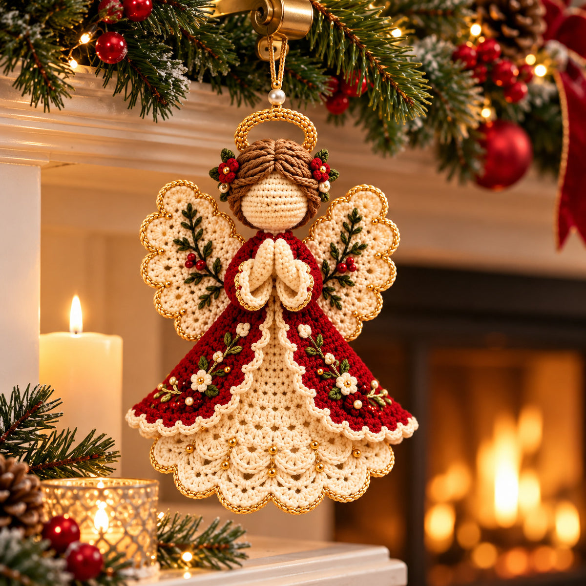 Crochet Angel Ornament Pattern PDF – Christmas Tree Hanging Decor