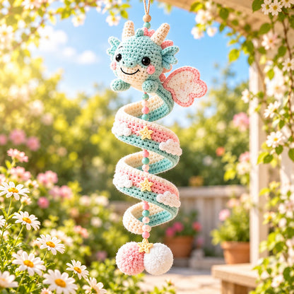 Crochet Dragon Spiral Hanging Pattern PDF – Beginner Fantasy Wall Decor