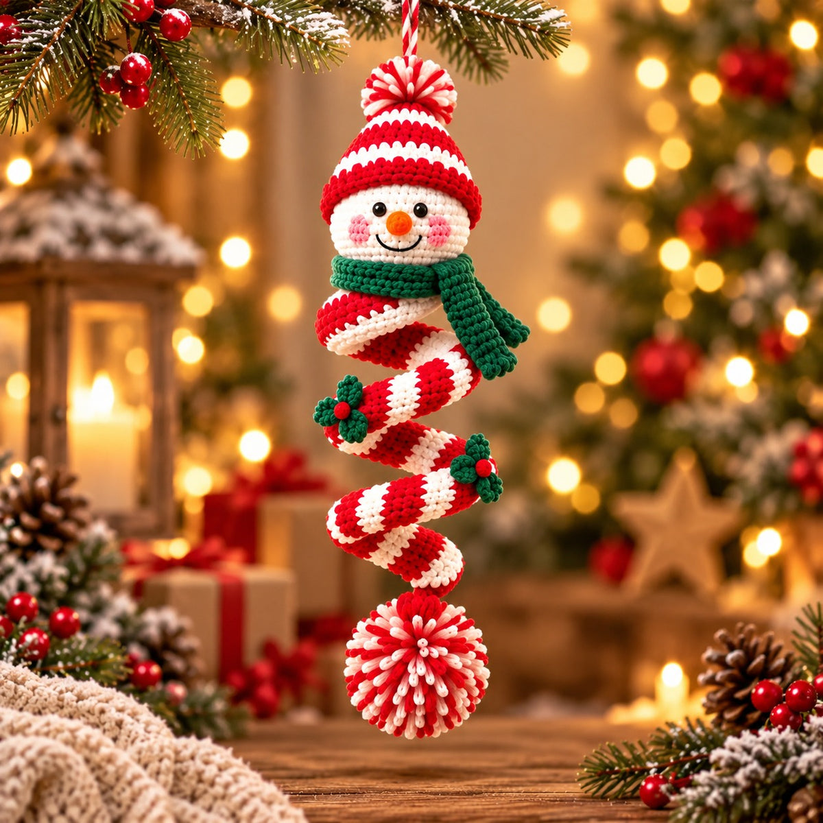 Snowman Spiral Ornament Crochet Kit – Beginner Christmas DIY Hanging Decor
