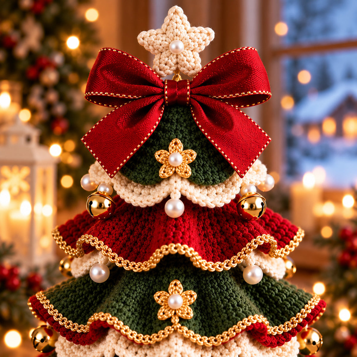 Layered Christmas Tree Crochet Pattern PDF – Tabletop Holiday Decor