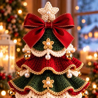 Layered Christmas Tree Crochet Pattern PDF – Tabletop Holiday Decor