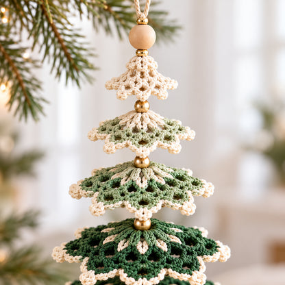 Five-Tier Christmas Tree Crochet Pattern PDF – Layered Rosette Hanging Ornament