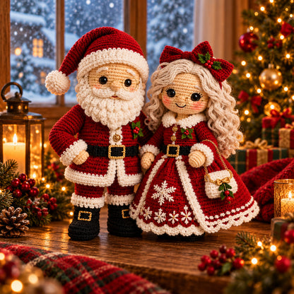 Santa & Mrs. Claus Crochet Pattern PDF – Christmas Amigurumi Doll Set
