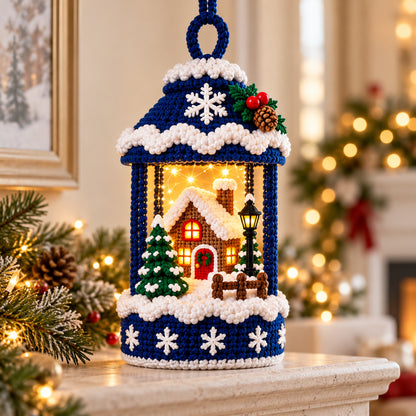 3 Christmas Lantern Crochet Patterns Bundle PDF – Snowman, Cottage & Santa