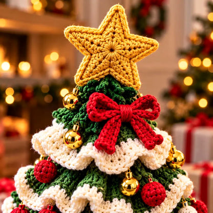 Ruffled Christmas Tree Crochet Pattern PDF – Holiday Table & Mantel Decor