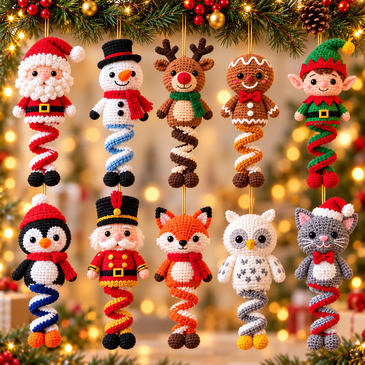 15 Christmas Spiral Ornament Crochet Patterns Bundle PDF – Santa, Snowman & More