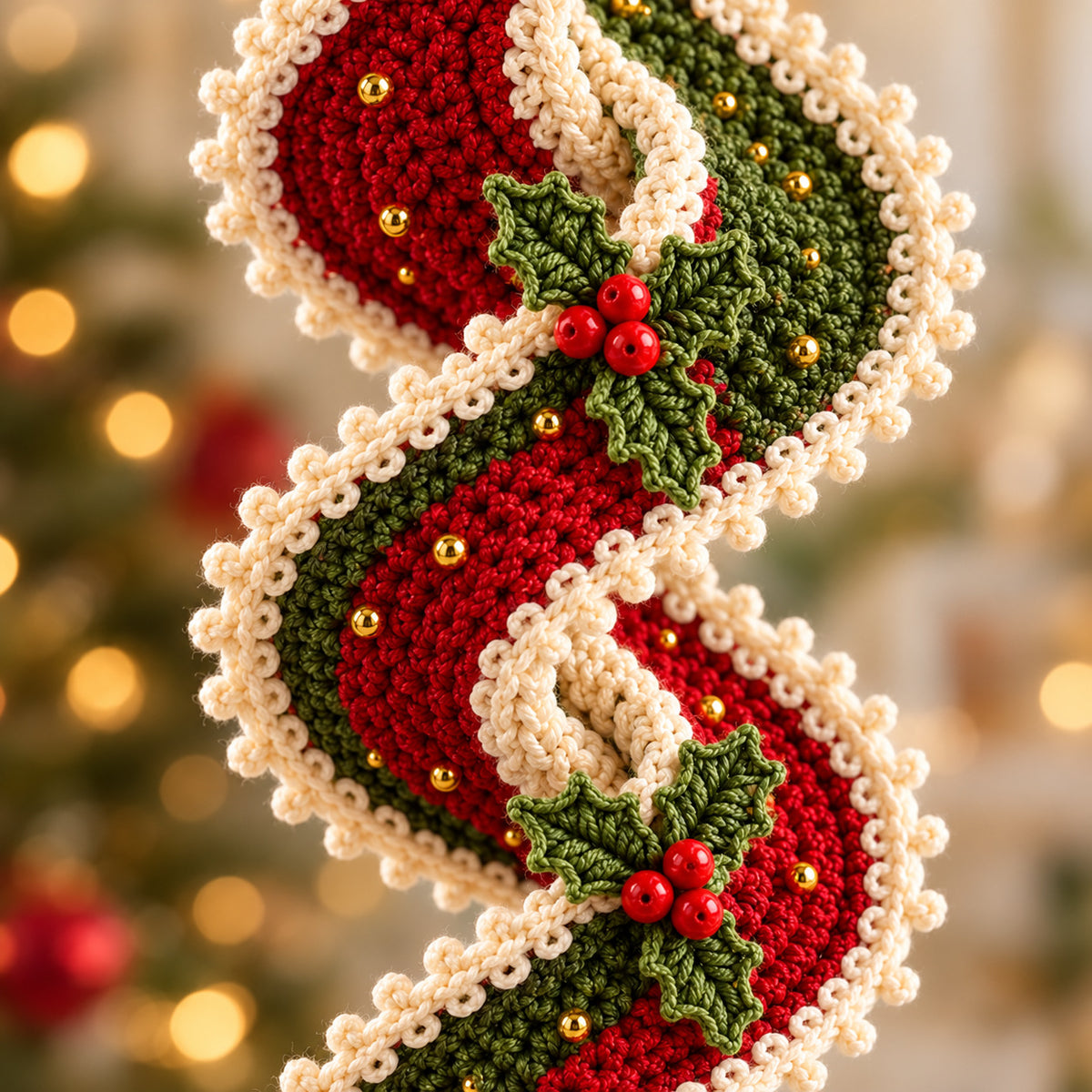 Crochet Spiral Wind Spinner Pattern PDF – Christmas Ribbon Ornament