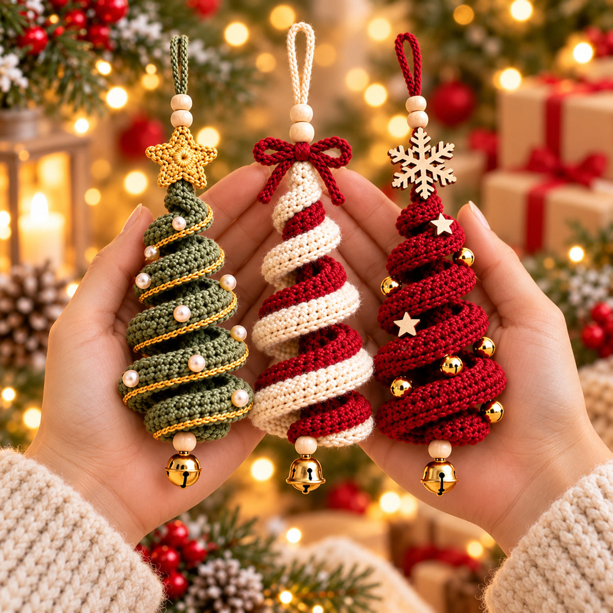 Spiral Christmas Tree Ornament Crochet Pattern PDF – Holiday Hanging Decor