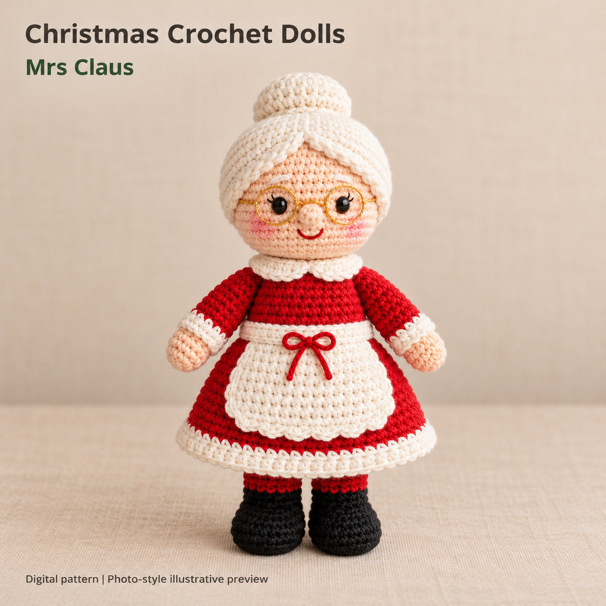 5 Christmas Crochet Doll Patterns Bundle PDF – Santa, Mrs Claus, Elf, Snowman & Reindeer