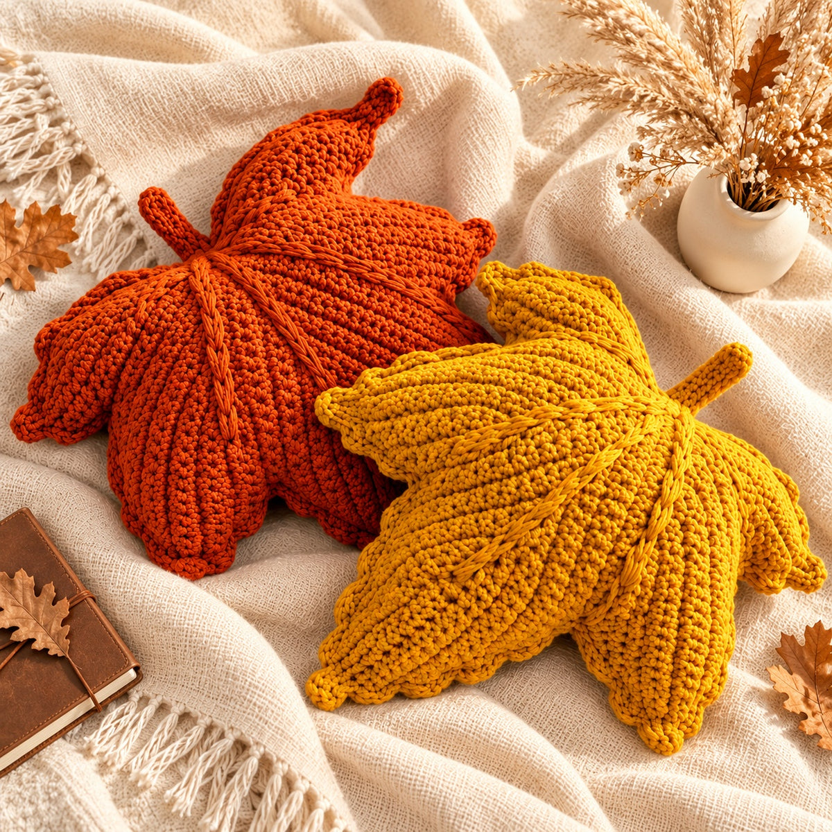 Maple Leaf Pillow Crochet Pattern PDF – Beginner Fall Home Decor