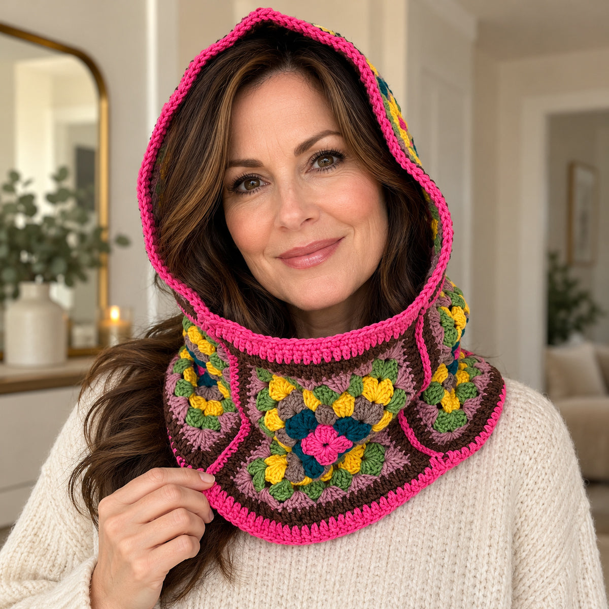 Granny Square Balaclava Crochet Pattern PDF – Beginner Adult Hood